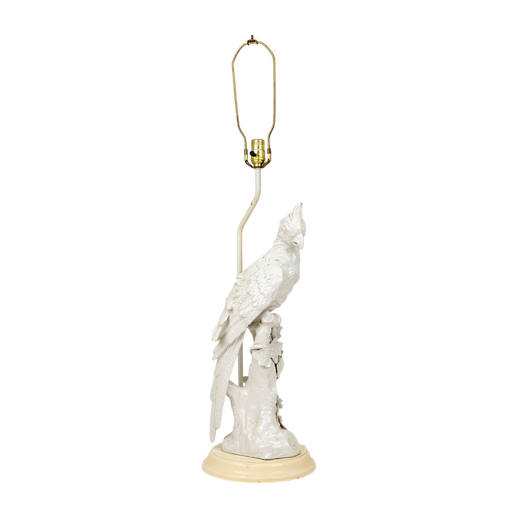 A Blanc de Chine Porcelain Cockatiel Lamp
