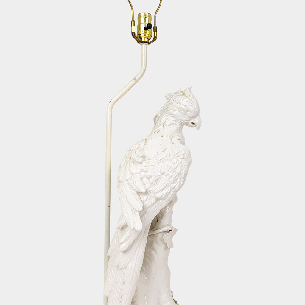 A Blanc de Chine Porcelain Cockatiel Lamp