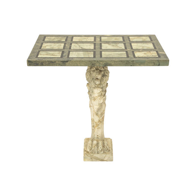 Console Table with Hand-Painted Faux Marble Top and Carved Lion Base