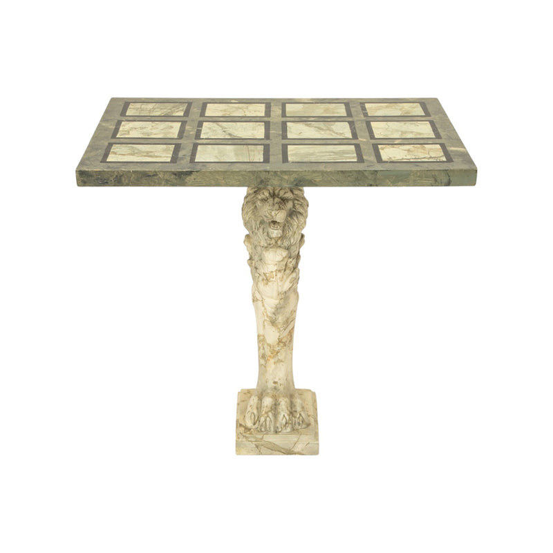 Console Table with Hand-Painted Faux Marble Top and Carved Lion Base