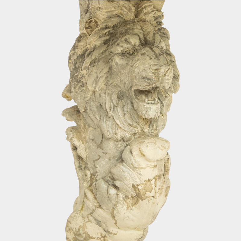 Console Table with Hand-Painted Faux Marble Top and Carved Lion Base
