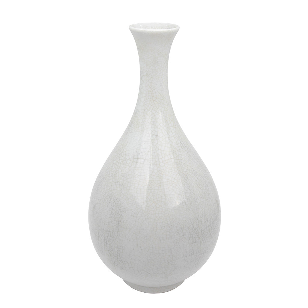 A Pair of White Crackle-Glazed Pear or "Yuhuchunping" Shaped Vases