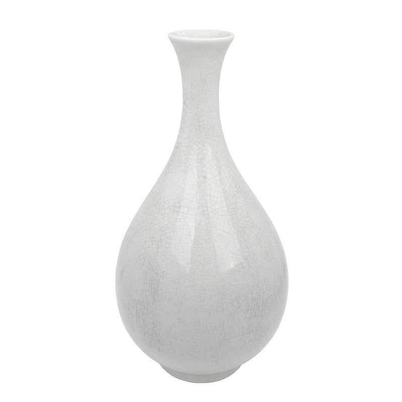 A Pair of White Crackle-Glazed Pear or "Yuhuchunping" Shaped Vases