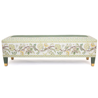 Devon Bench in Fiandre Linen and Palampore Stripe
