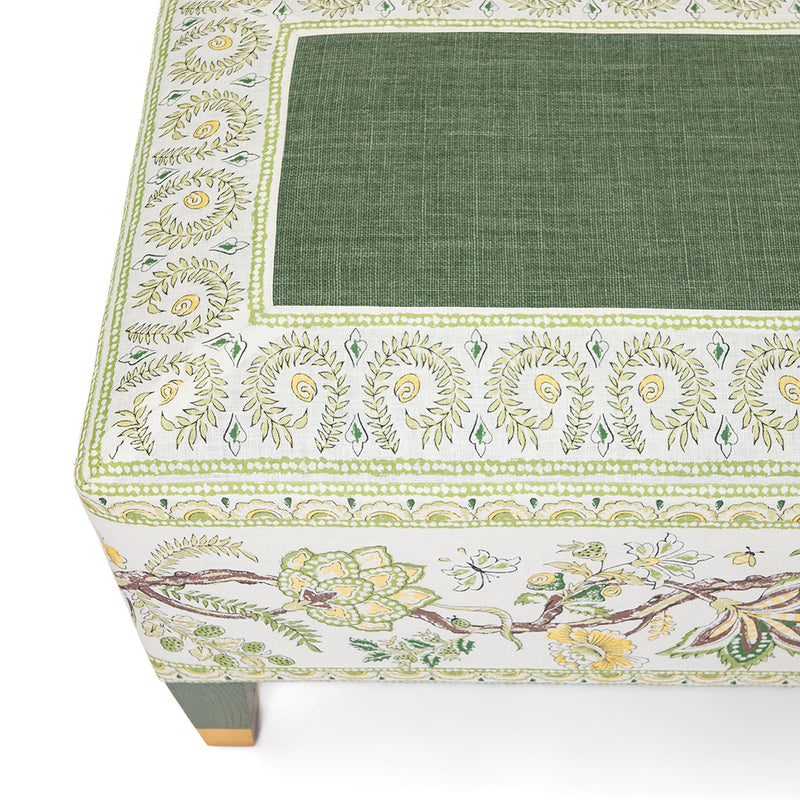 Devon Bench in Fiandre Linen and Palampore Stripe