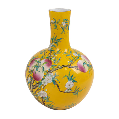Chinese Famille Jaune Porcelain Bottle Vase