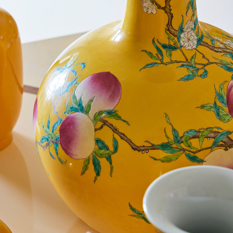 Chinese Famille Jaune Porcelain Bottle Vase