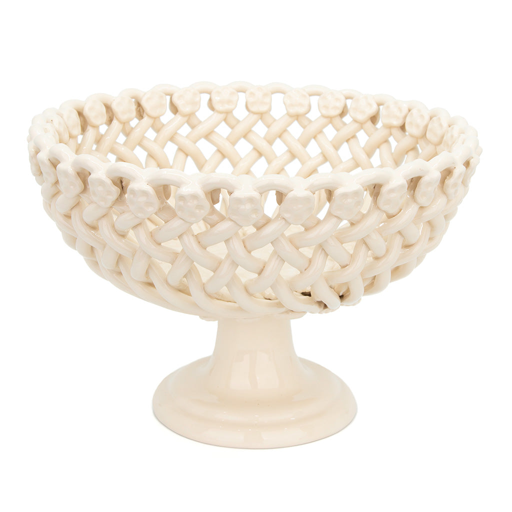 Braided Ceramic Fleurette Basket on Pedestal