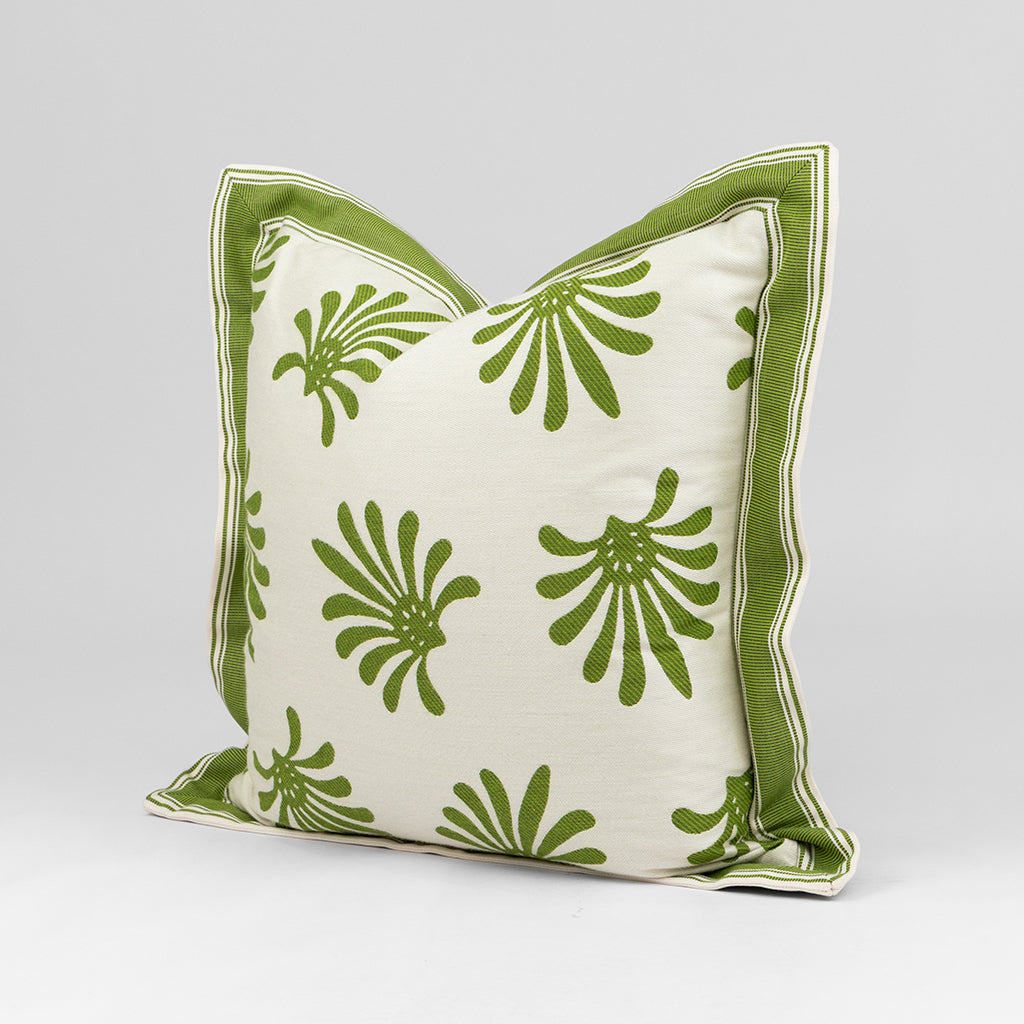 Double Sided Giardino Palma Pillow with Branca Stripe Flange
