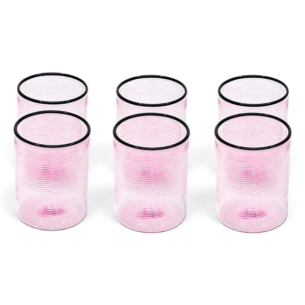 Fizzy Pink Water Glasses (Set of Six)
