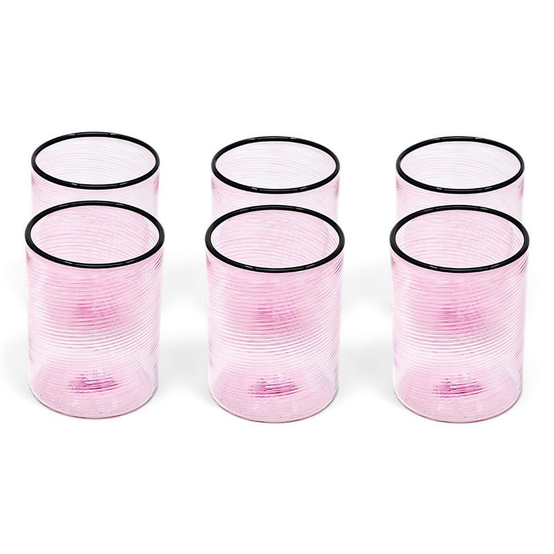 Fizzy Pink Water Glasses (Set of Six)