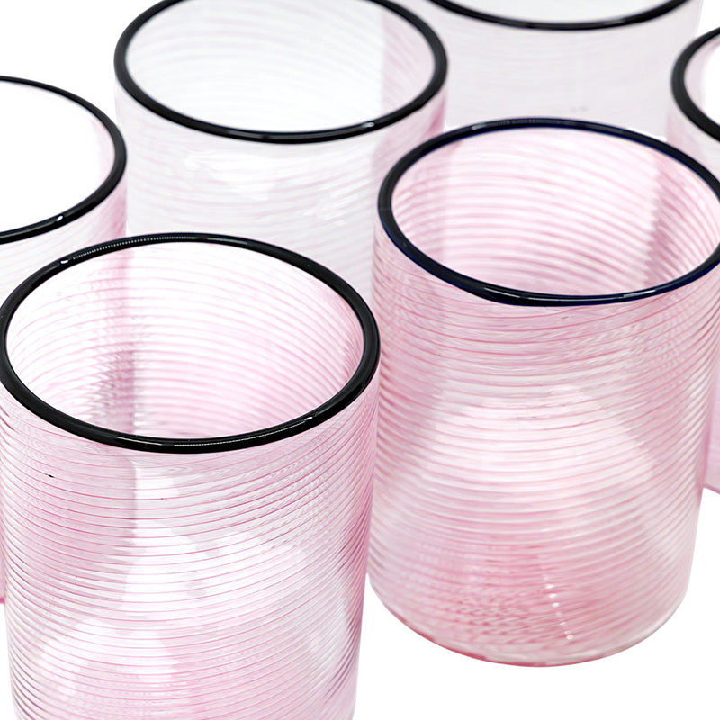 Fizzy Pink Wine Glasses (Set of Six)