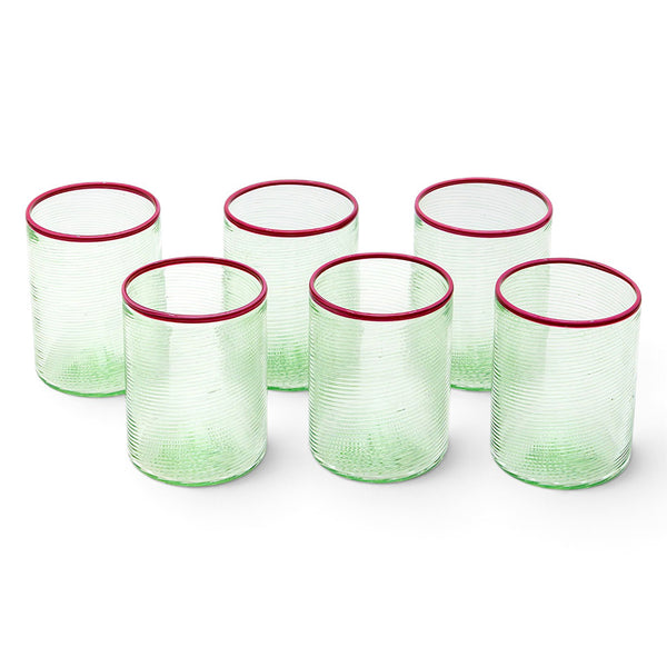 Fizzy Green Wine Glasses (Set of Six)
