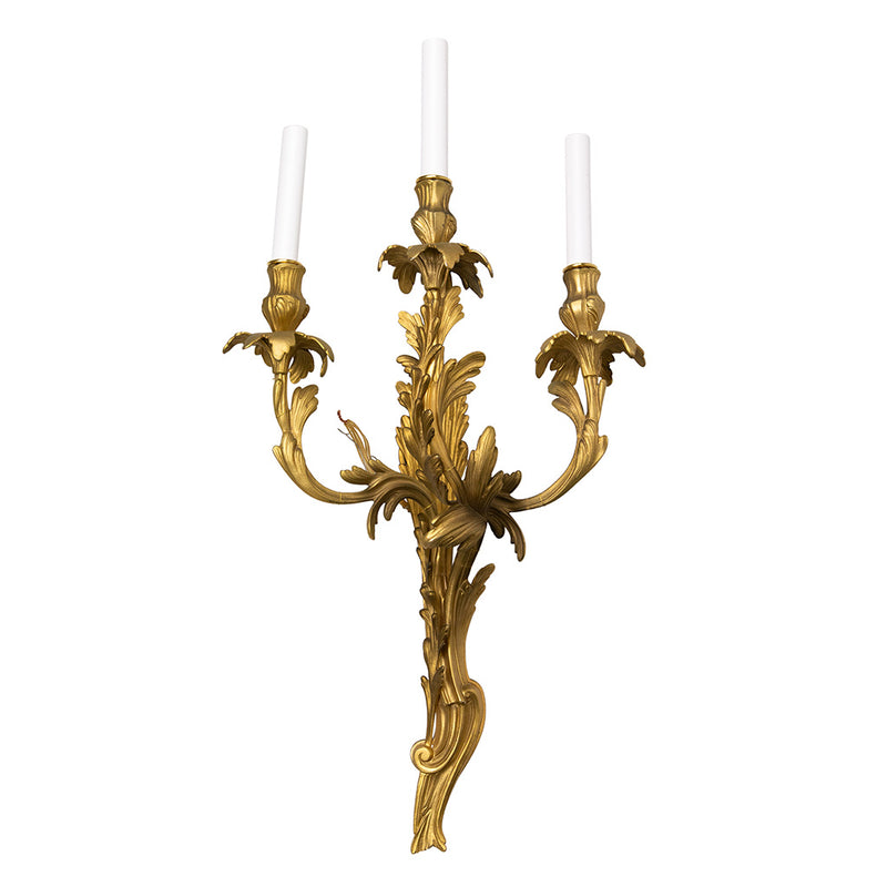 Pair of Ormolu Three-Arm Sconces