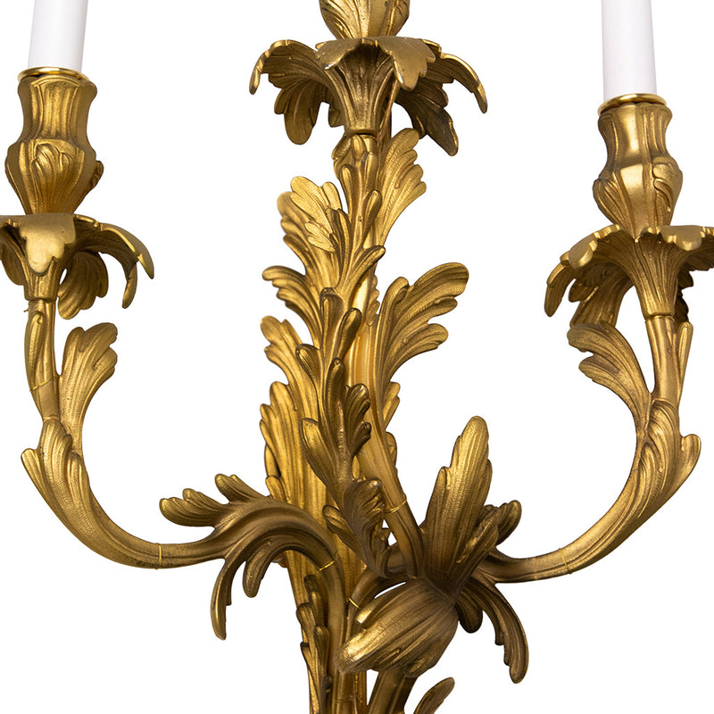 Pair of Ormolu Three-Arm Sconces