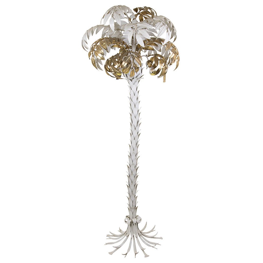 Palm Shaped Gilt and White Lacquered Gilt Electrified Sculpture