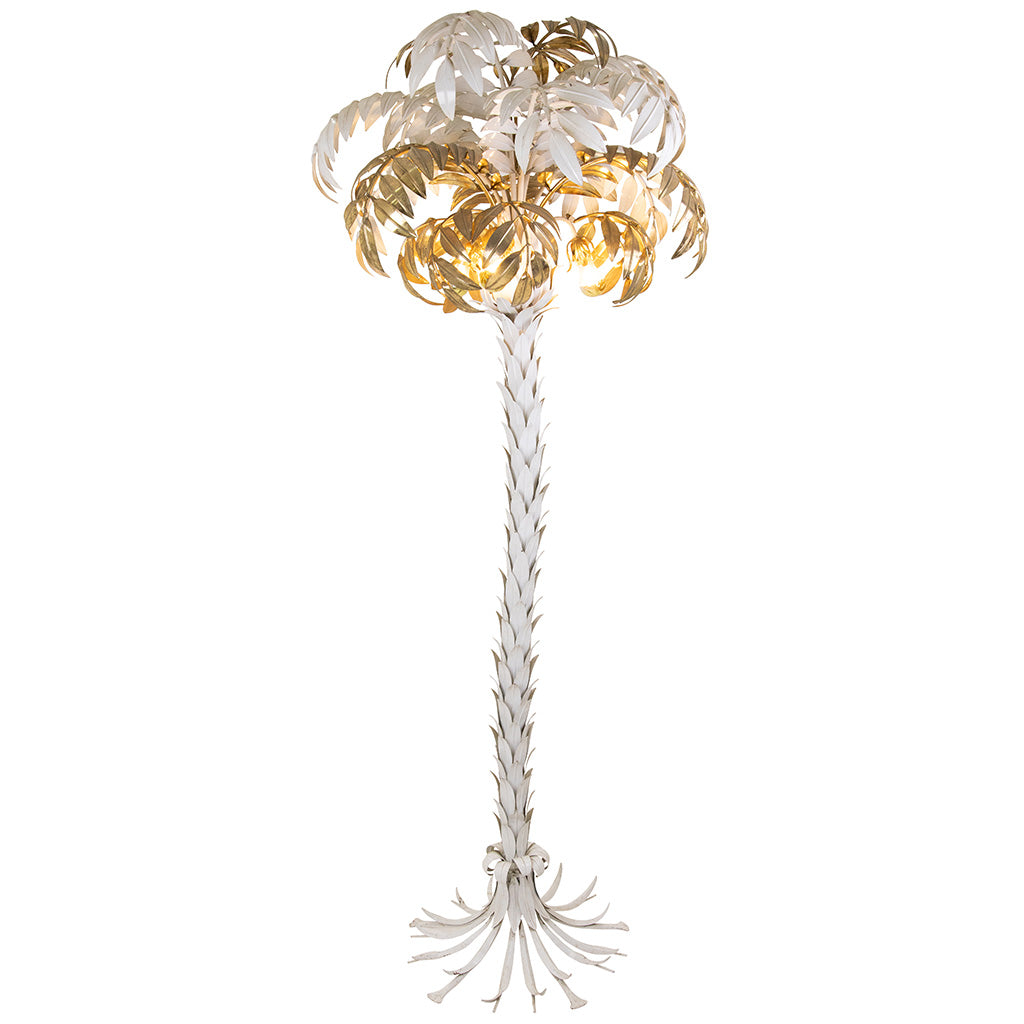 Palm Shaped Gilt and White Lacquered Gilt Electrified Sculpture