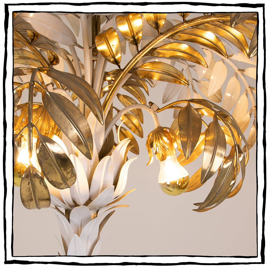 Palm Shaped Gilt and White Lacquered Gilt Electrified Sculpture