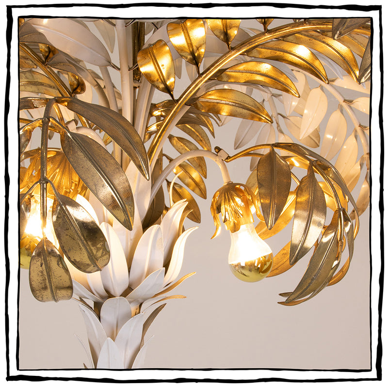 Palm Shaped Gilt and White Lacquered Gilt Electrified Sculpture