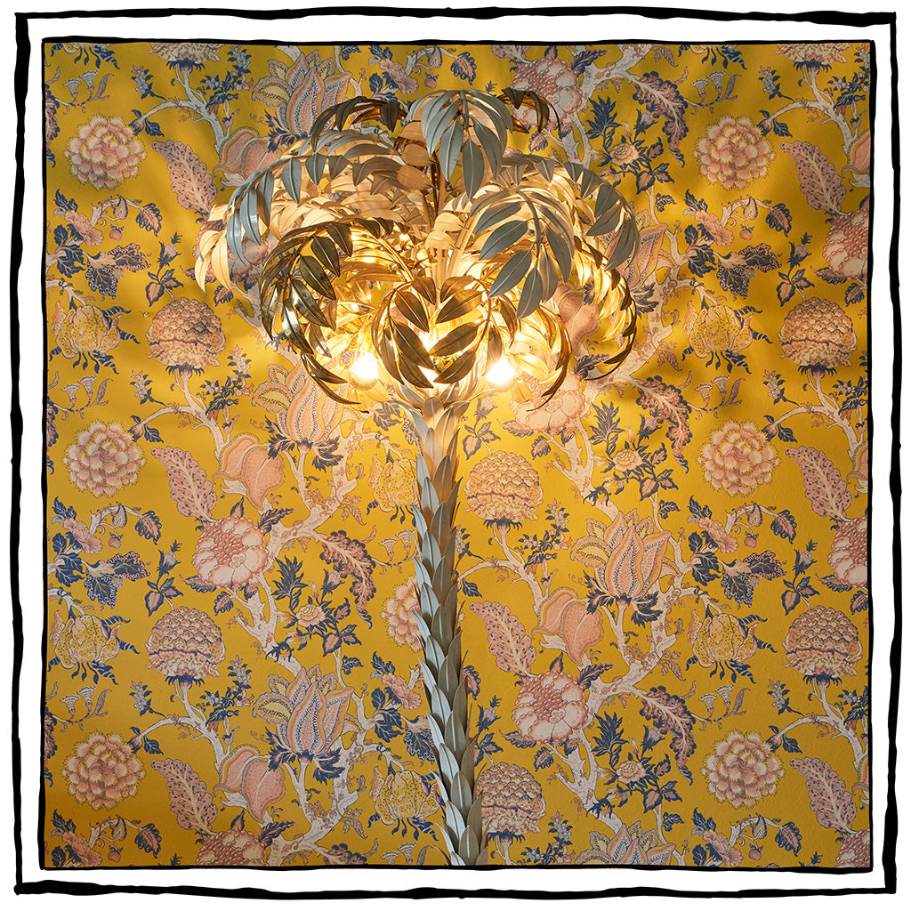Palm Shaped Gilt and White Lacquered Gilt Electrified Sculpture