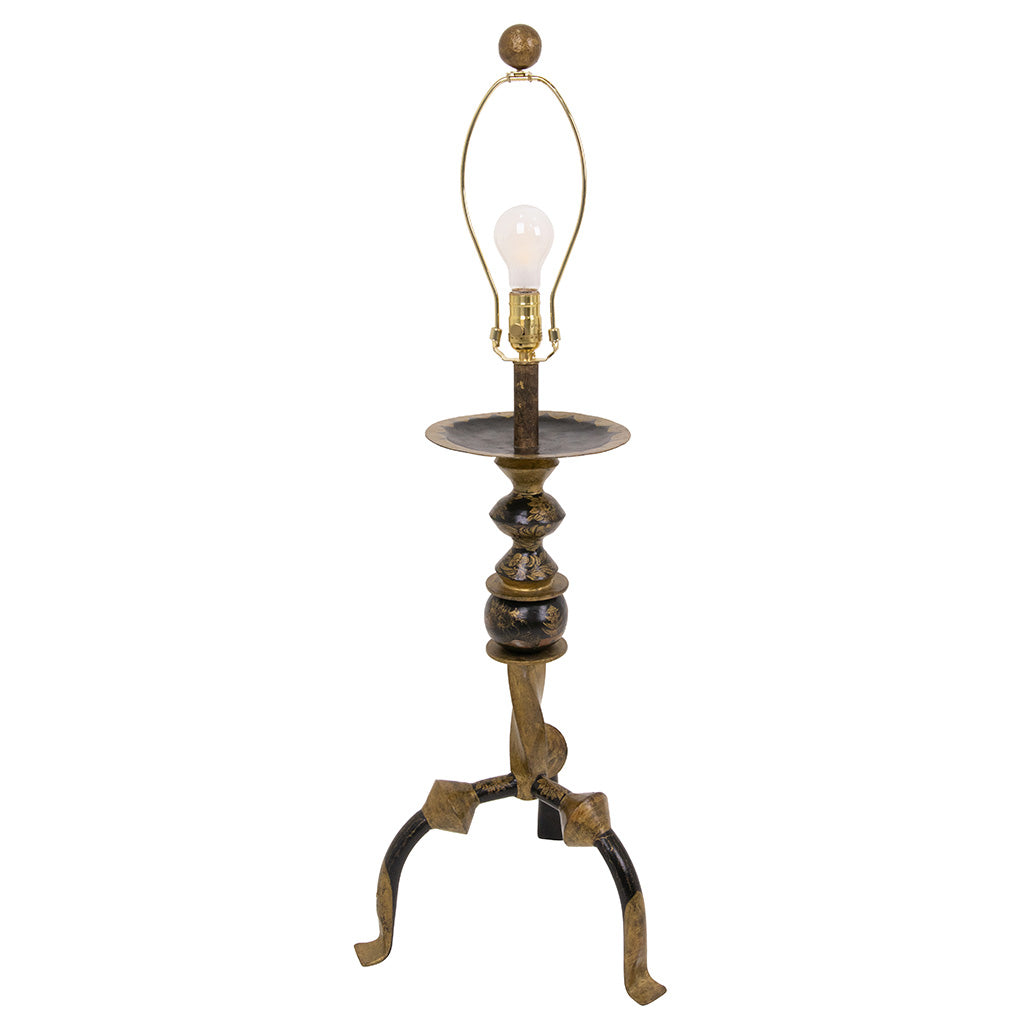 Pair of Gilt Metal Japanned Table Lamps