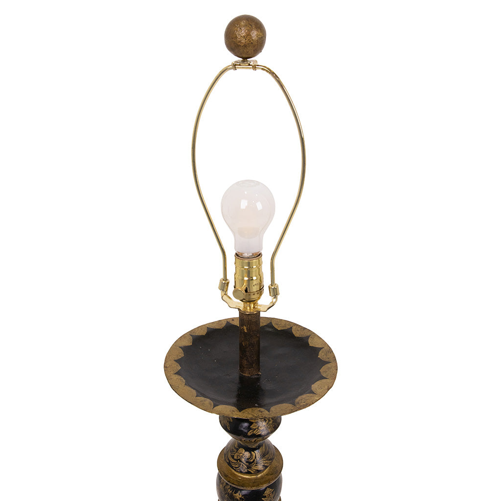Pair of Gilt Metal Japanned Table Lamps