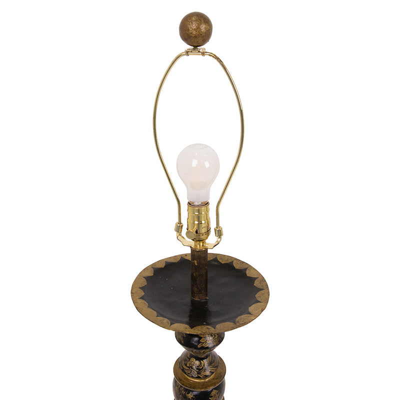 Pair of Gilt Metal Japanned Table Lamps