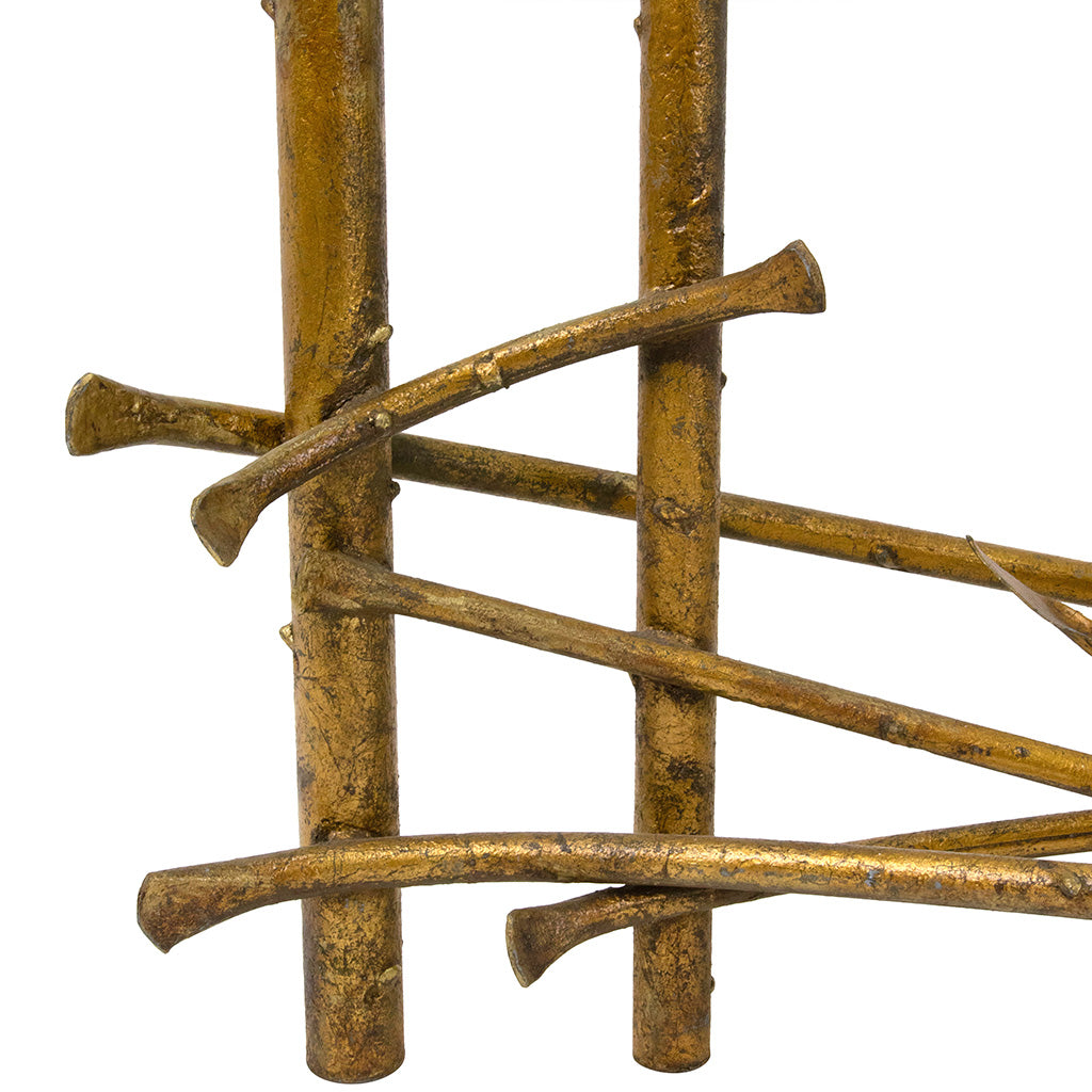 Gilt Metal "Lotus" Cocktail Table with Glass Top