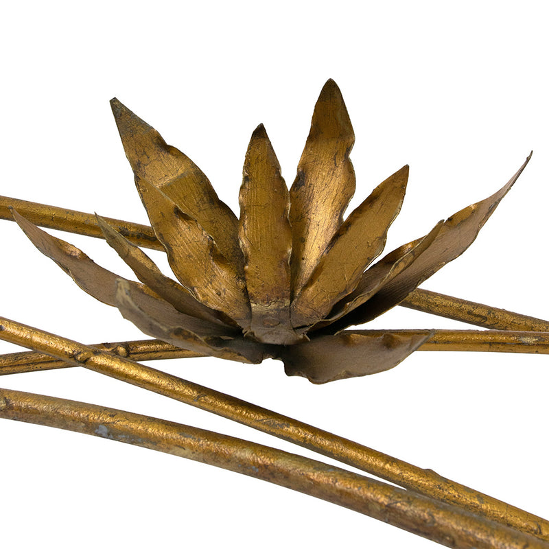 Gilt Metal "Lotus" Cocktail Table with Glass Top