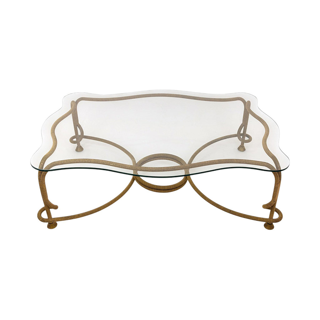 A Gilt Bronze Coffee Table with Twisted Rope and Tassel Feet by Emilio Rey