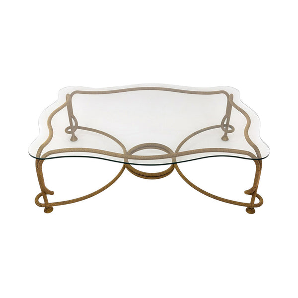 A Gilt Bronze Coffee Table with Twisted Rope and Tassel Feet by Emilio Rey