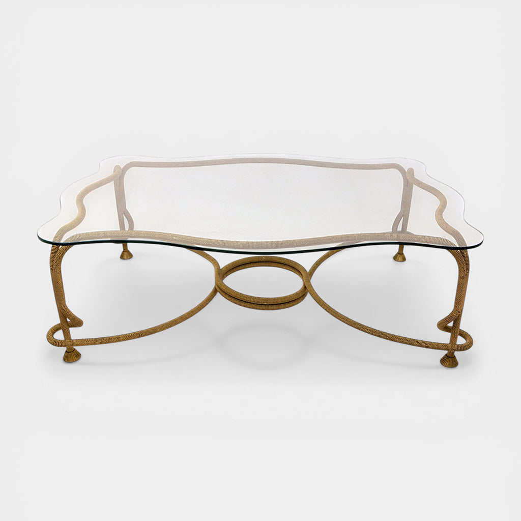 A Gilt Bronze Coffee Table with Twisted Rope and Tassel Feet by Emilio Rey