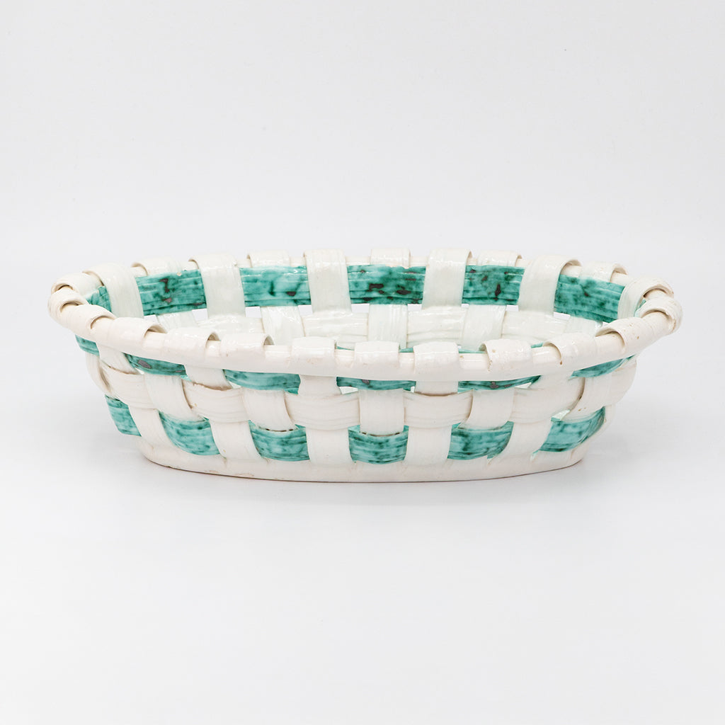 Green Woven Ceramic Basket
