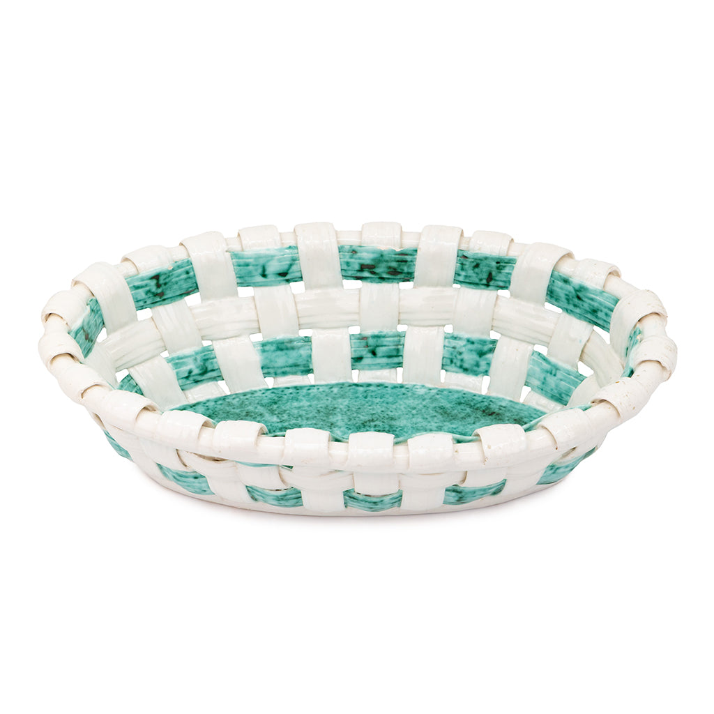Green Woven Ceramic Basket