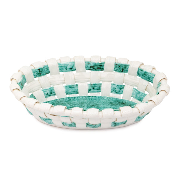 Green Woven Ceramic Basket