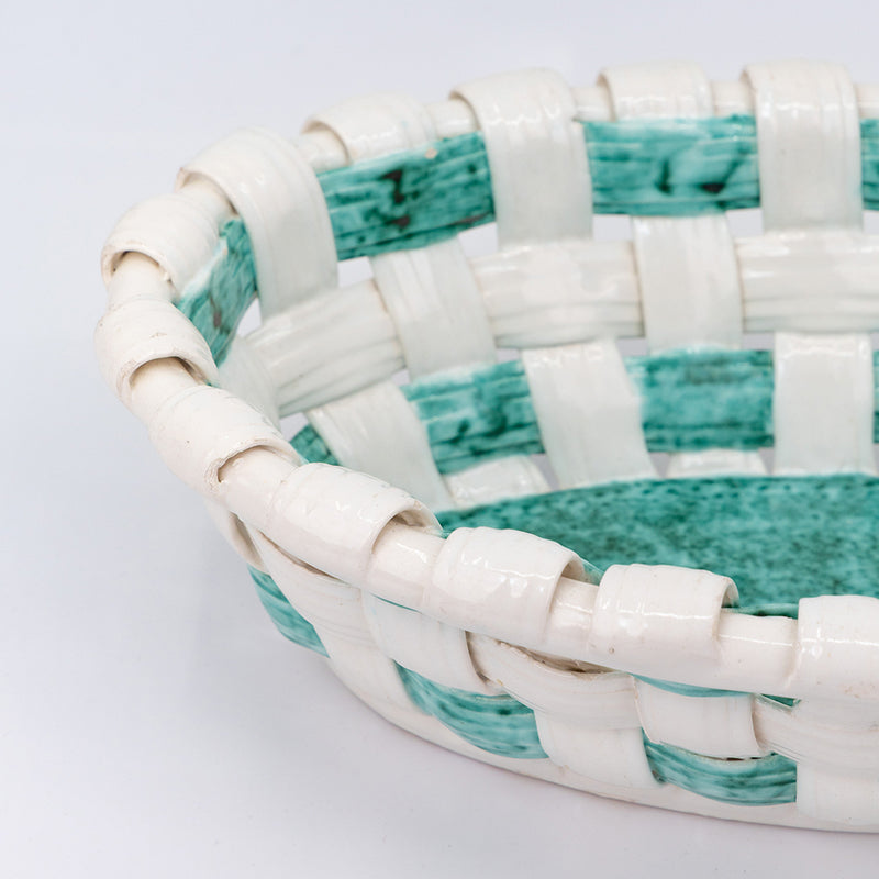 Green Woven Ceramic Basket