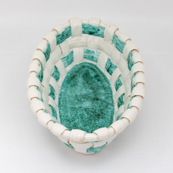 Green Woven Ceramic Basket