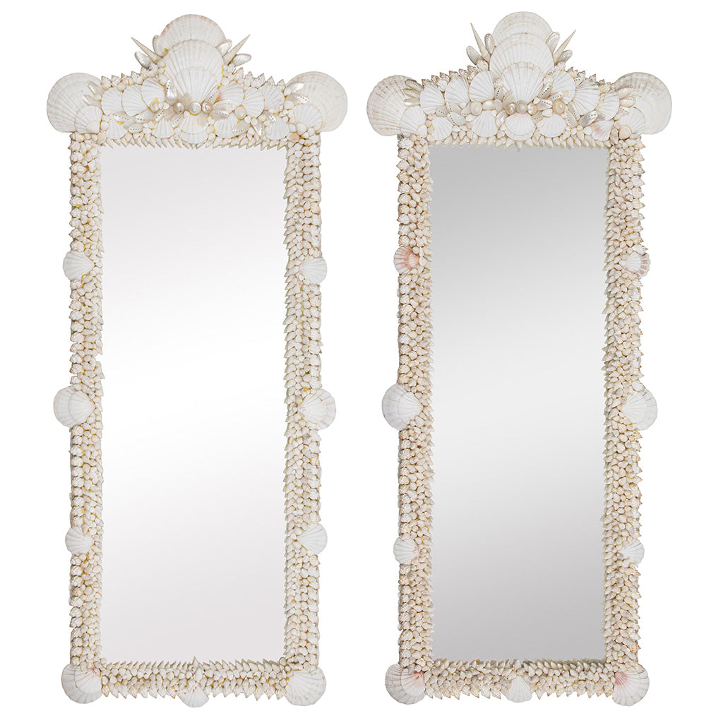 Pair of Grotto-Style Mounted Wall Mirrors with Natural Shells