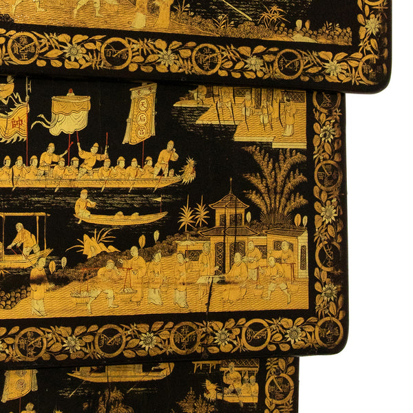 A Set of Regency Japanned Quartetto Nesting Tables