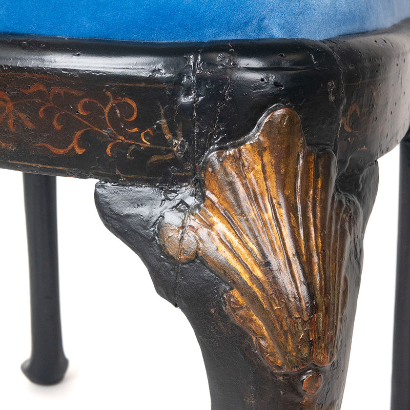 George II Black Lacquered and Gilt Chinoiserie Corner Chair