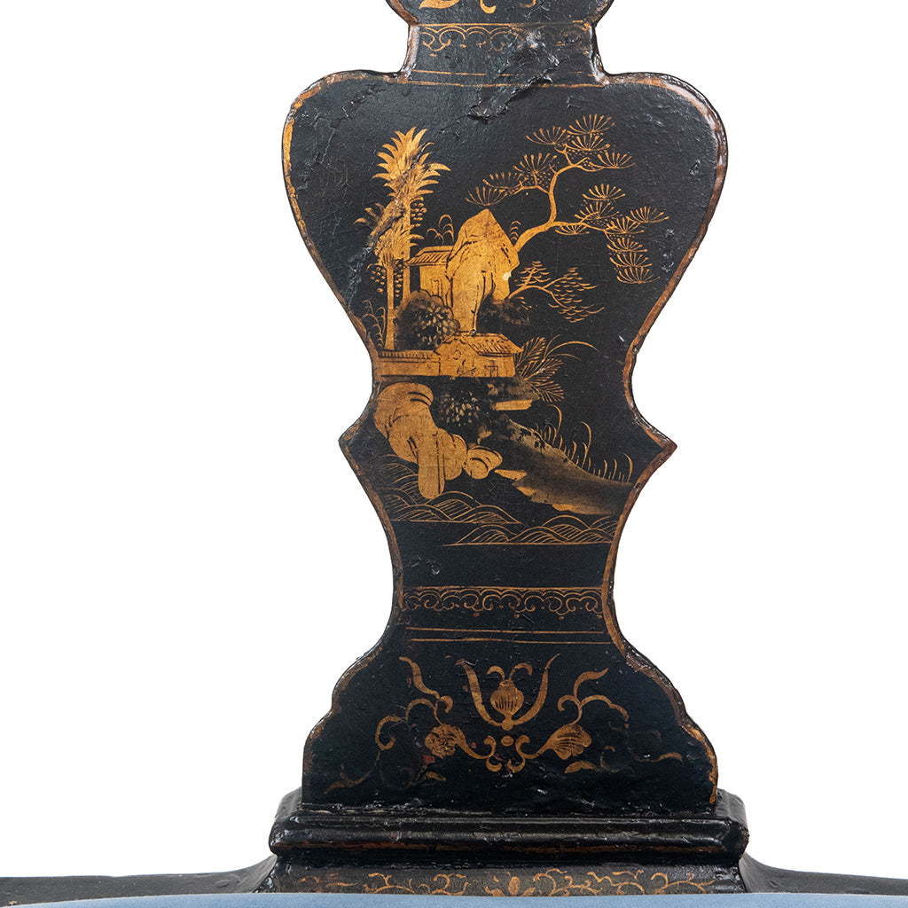 George II Black Lacquered and Gilt Chinoiserie Corner Chair