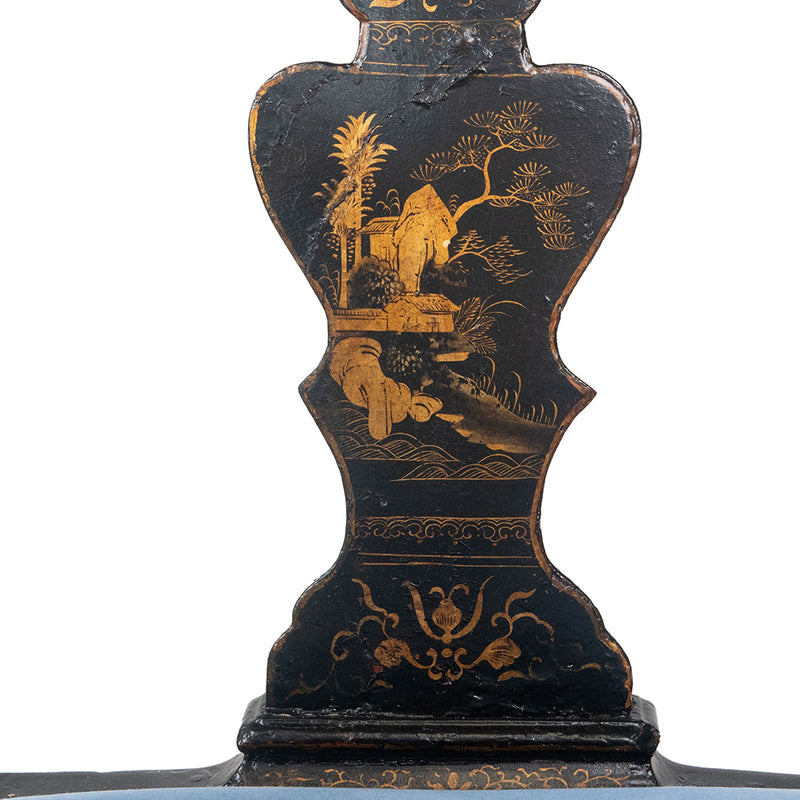 George II Black Lacquered and Gilt Chinoiserie Corner Chair