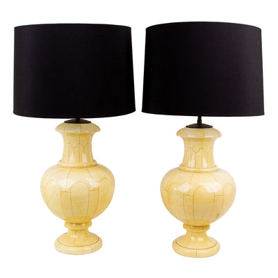 Pair of Painted Faience Ceramic Lamps by Jean Roger