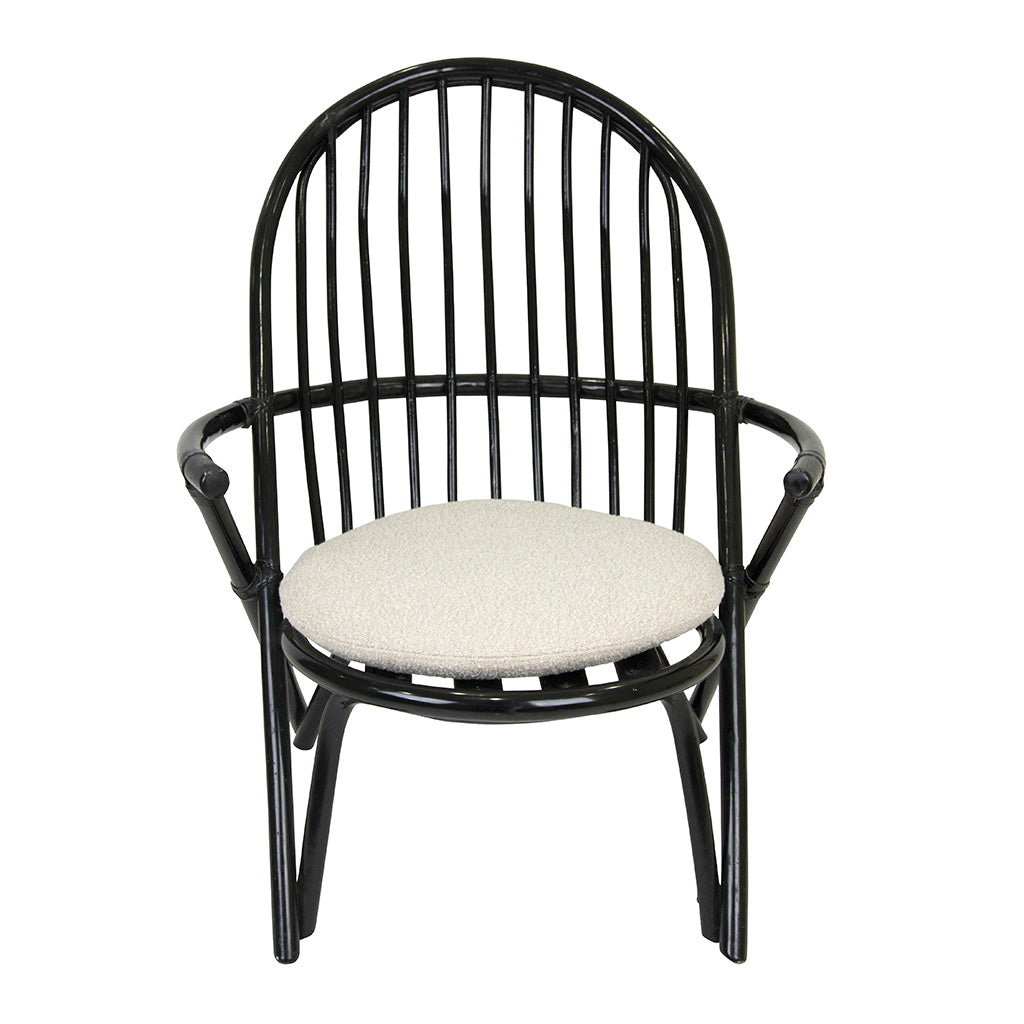 Pair of Black Lacquered Rattan Armchairs