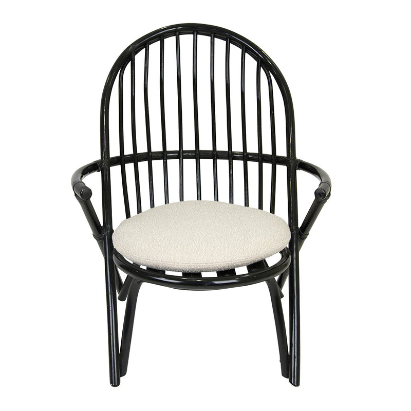 Pair of Black Lacquered Rattan Armchairs
