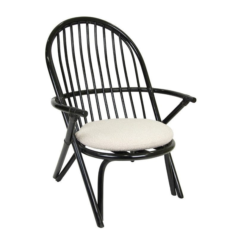 Pair of Black Lacquered Rattan Armchairs