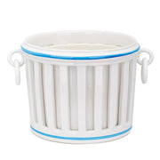 Large Openwork Empire Planter with Rings and Hand-Painted Line Detail