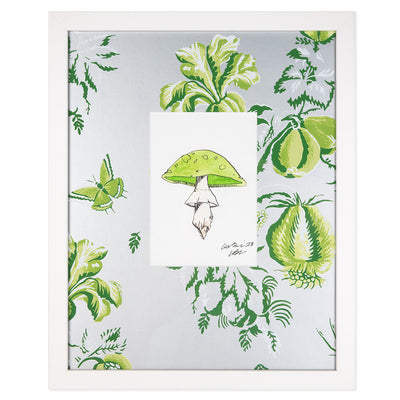 Green Spotted Mushroom on Silver Nantes Mat