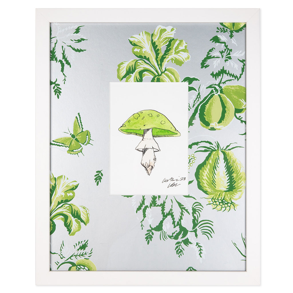 Green Spotted Mushroom on Silver Nantes Mat