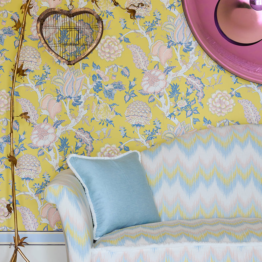 Lino Pillow with Brush Fringe